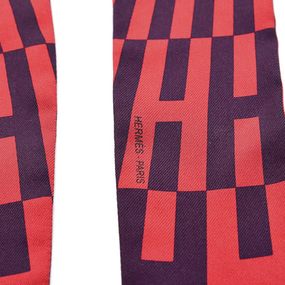 Hermes Silk Op'H Twilly Encre Cherry 5 of 6