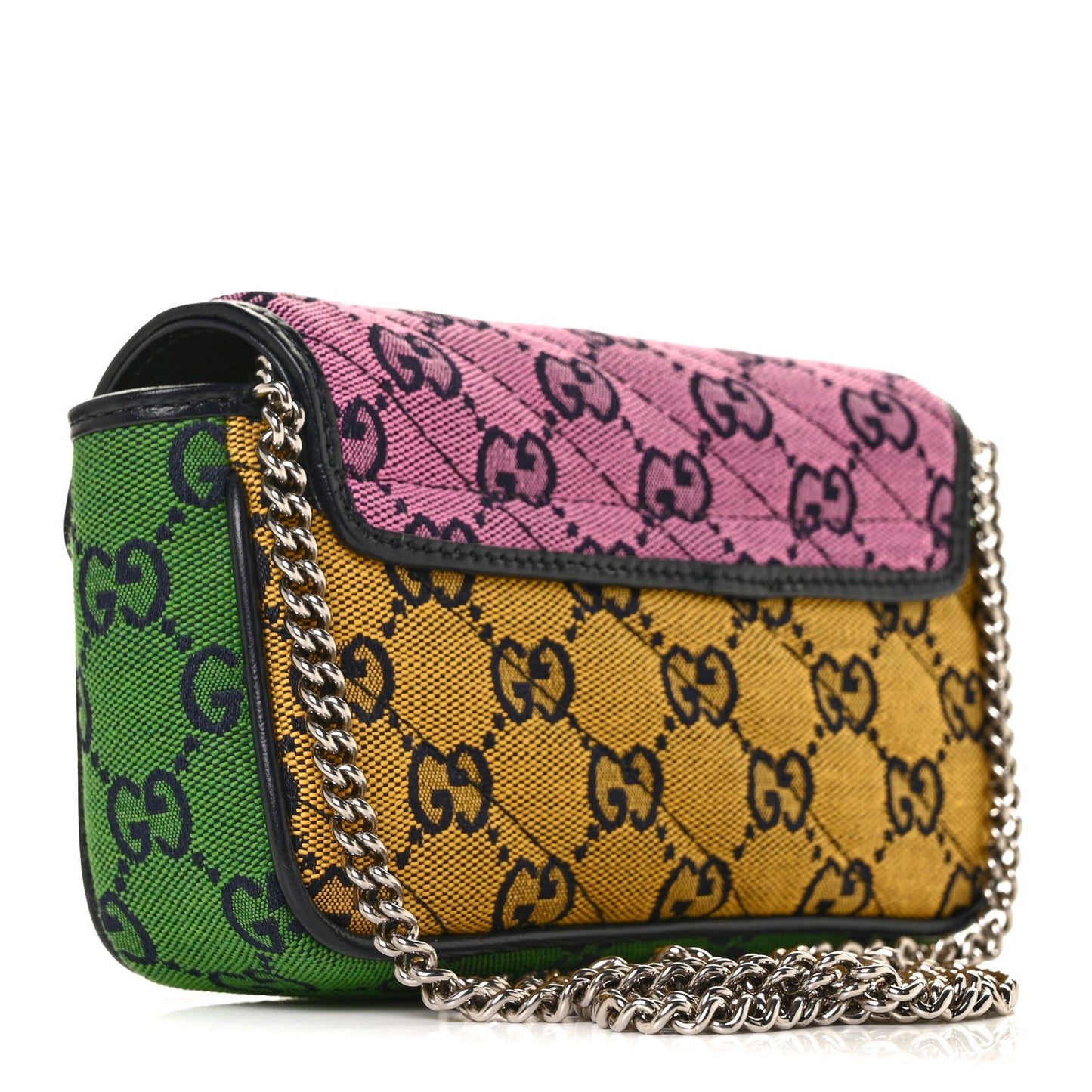 Monogram Multicolor Matelasse Diagonal Super Mini GG Marmont Shoulder Bag Pink Blue Red Yellow Green