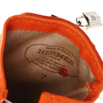 Hermes Lambskin Soya Kelly Lock Gloves 7 Orange 5 of 6