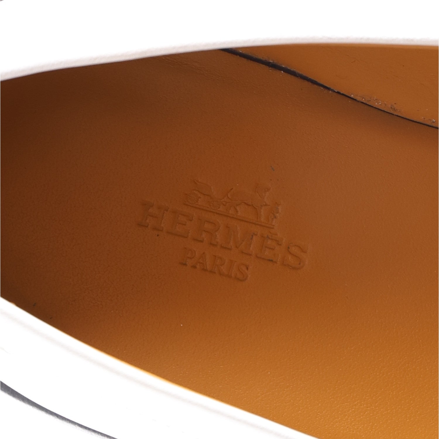 Hermes Calfskin Womens Icone Loafers 38.5 White 9 of 10