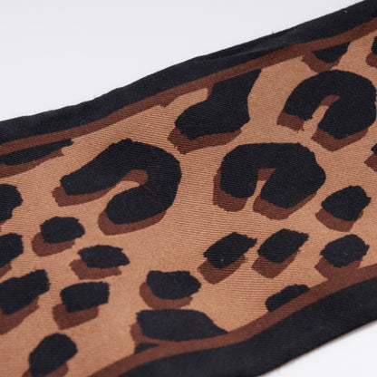 Louis Vuitton Silk Leopard Bandeau Scarf Marron 4 of 8