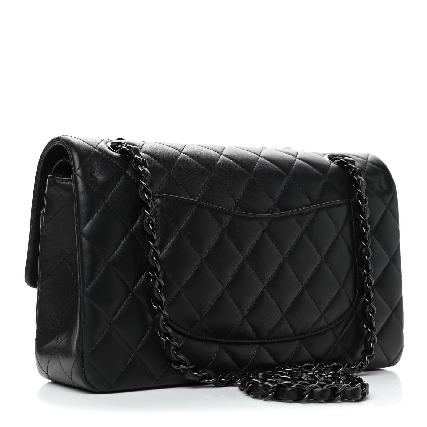 Lambskin Quilted Medium Double Flap So Black