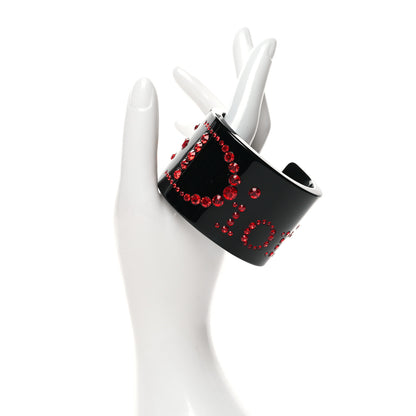 Christian Dior Resin Stud Logo Cuff Bracelet Black Red 2 of 3