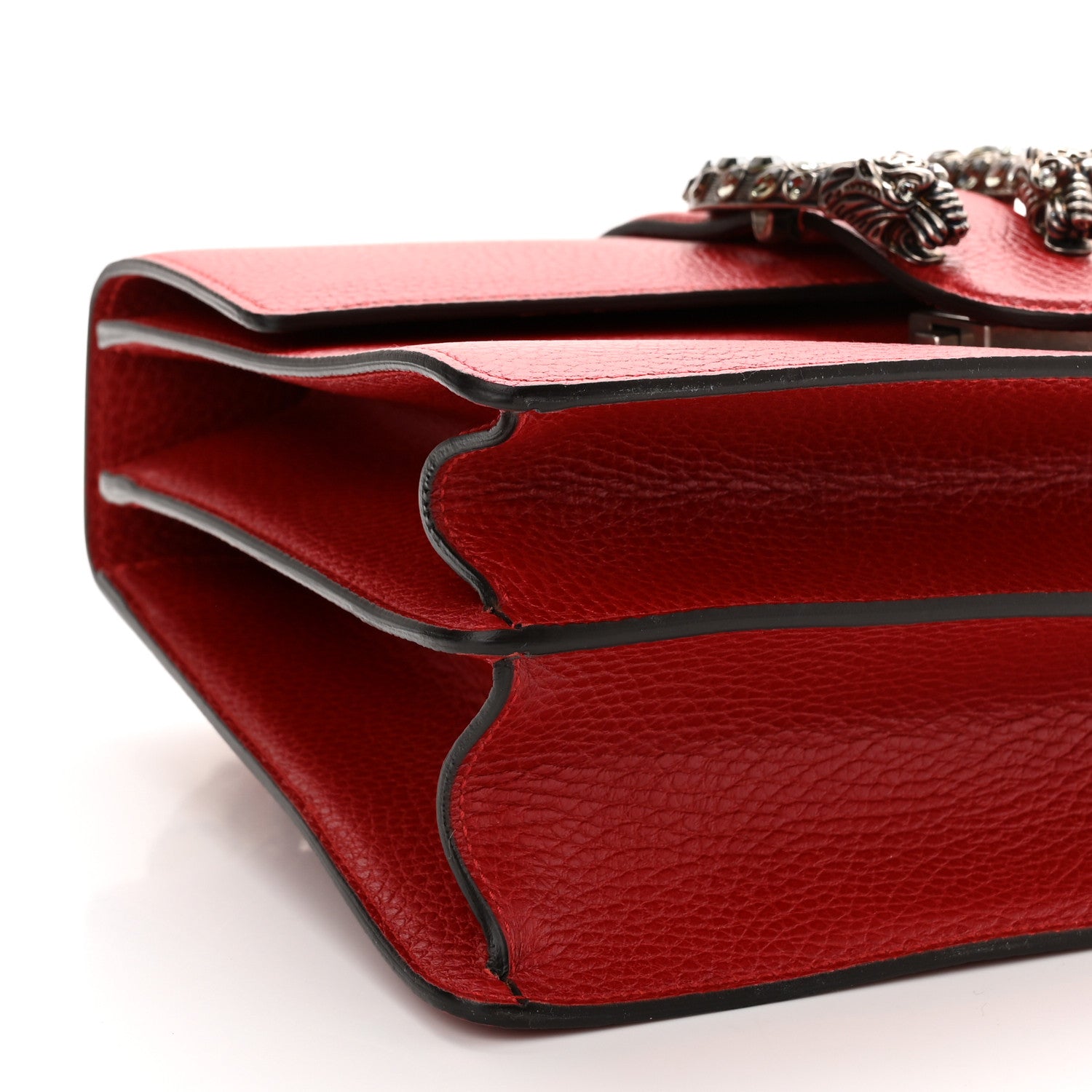 Gucci Dollar Calfskin Crystal Web Medium Dionysus Bamboo Top Handle Bag Hibiscus Red Black Diamond 9 of 10