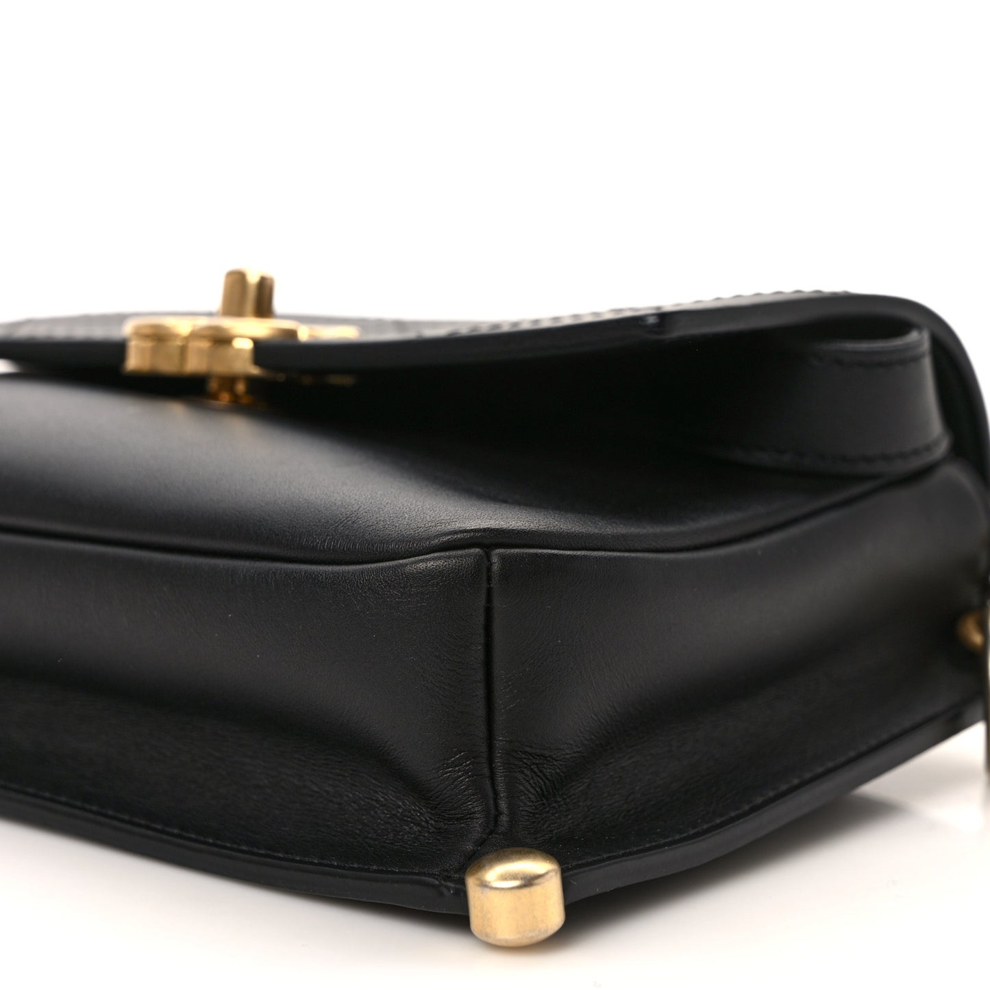 Calfskin Stitched Flap Black