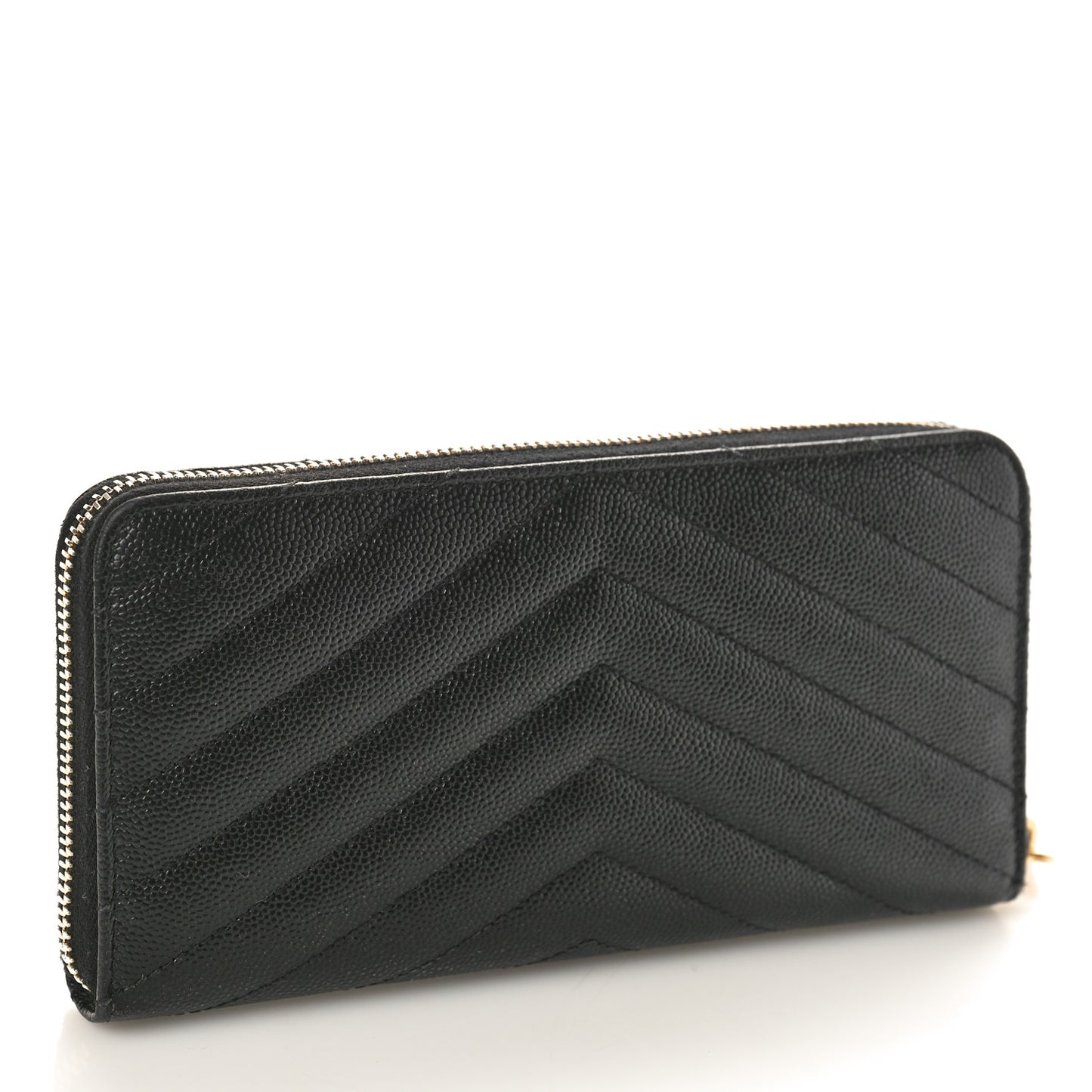 Grain De Poudre Matelasse Chevron Monogram Zip Around Wallet Black