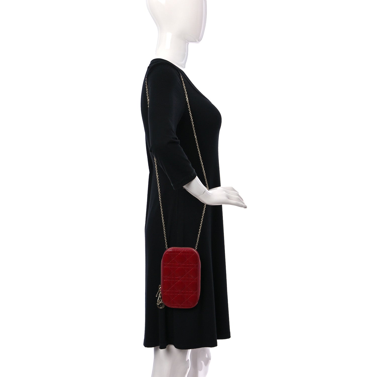 Christian Dior Patent Cannage Lady Dior Phone Holder Red 2 of 10