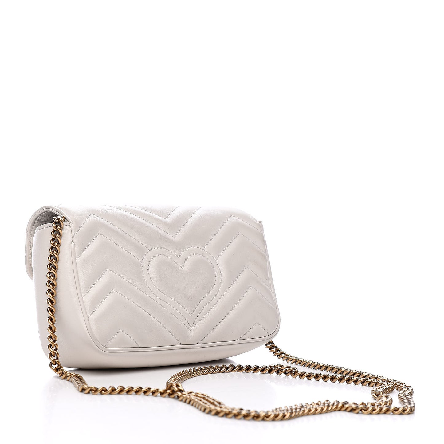 Calfskin Matelasse Super Mini GG Marmont Shoulder Bag White
