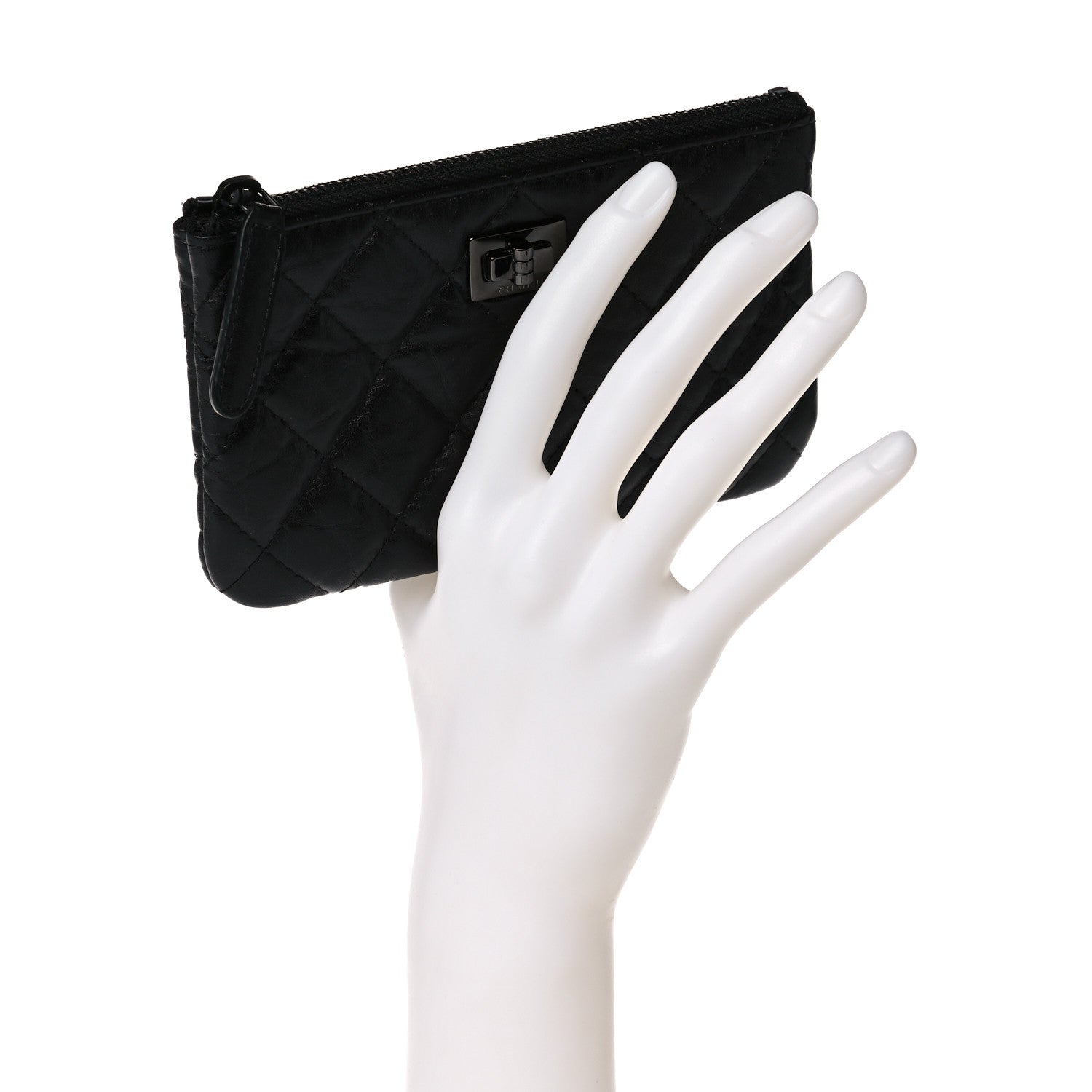 Chanel Aged Calfskin Quilted Small Reissue Cosmetic Case So Black 3 of 11