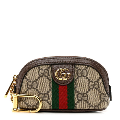 Gucci GG Supreme Monogram Web Ophidia Dome Key Pouch Beige New Acero 1 of 7