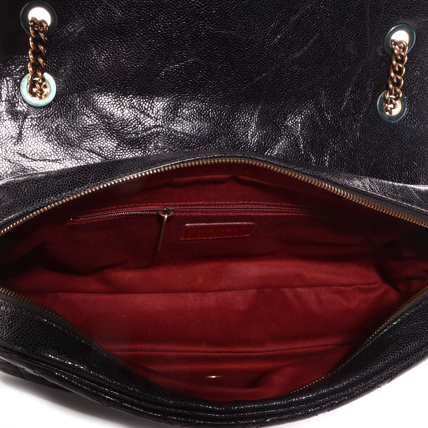 Chanel Crumpled Grained Calfskin Large Shiva Flap Black 9 of 9