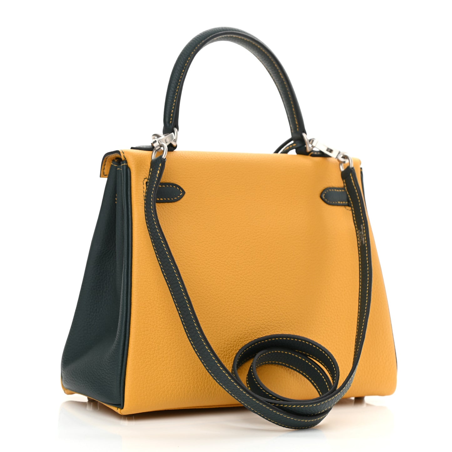 Togo Horseshoe Kelly Retourne 25 Jaune Ambre Vert Cypress
