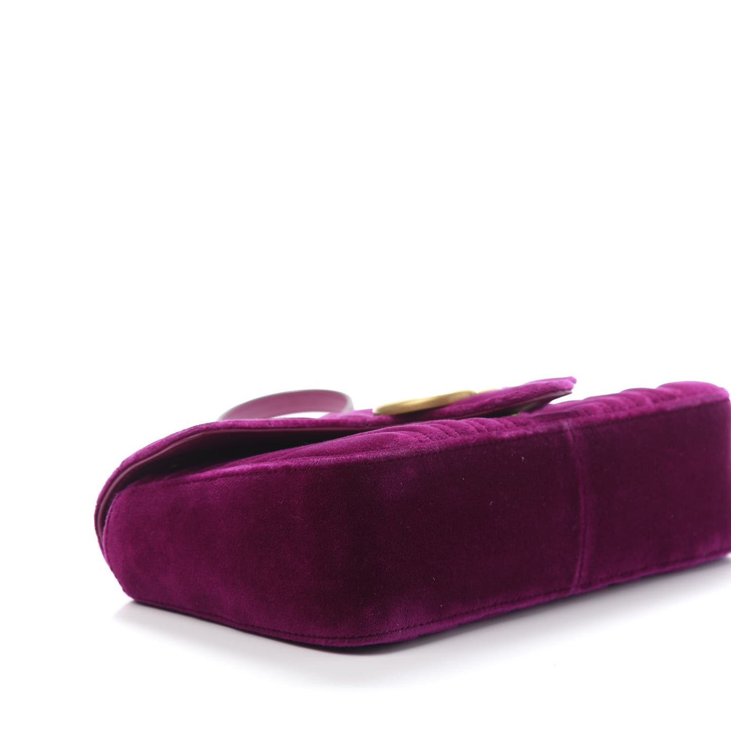 Velvet Matelasse Small GG Marmont Shoulder Bag Fuchsia Violet Cyclamen