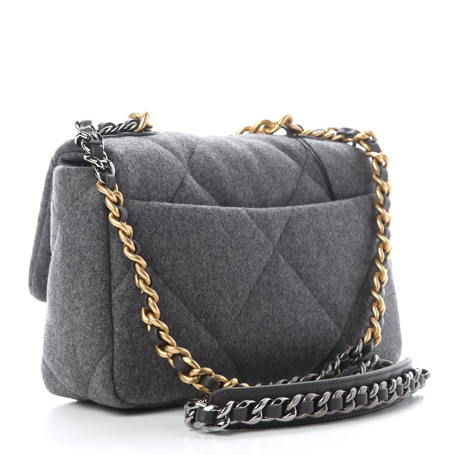 Chanel Wool Quilted Medium Chanel 19 Flap Grey 2 of 10