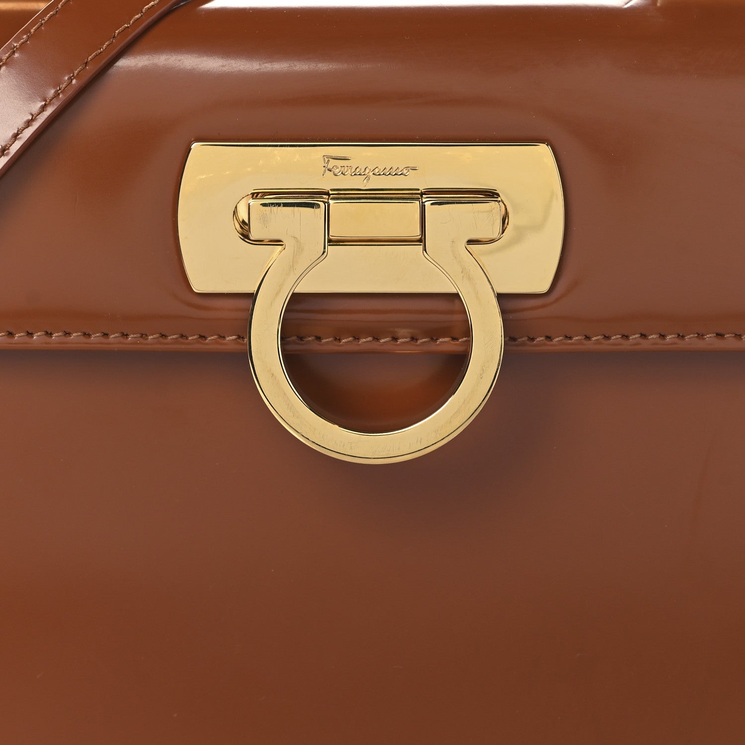 Salvatore Ferragamo Brushed Off Calfskin Small Iconic Top Handle Cuoio 8 of 13