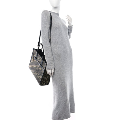 Versace Coated Canvas Calfskin La Greca Signature Tote Bag Black Khaki 2 of 9