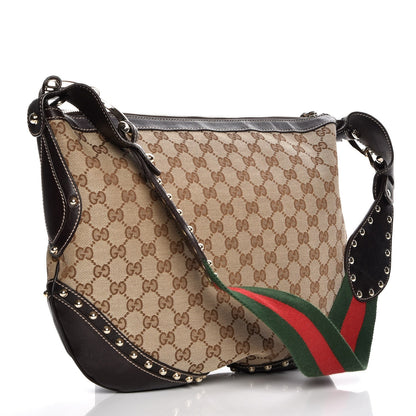 Gucci Monogram Web Studded Pelham Shoulder Bag Dark Brown 2 of 18