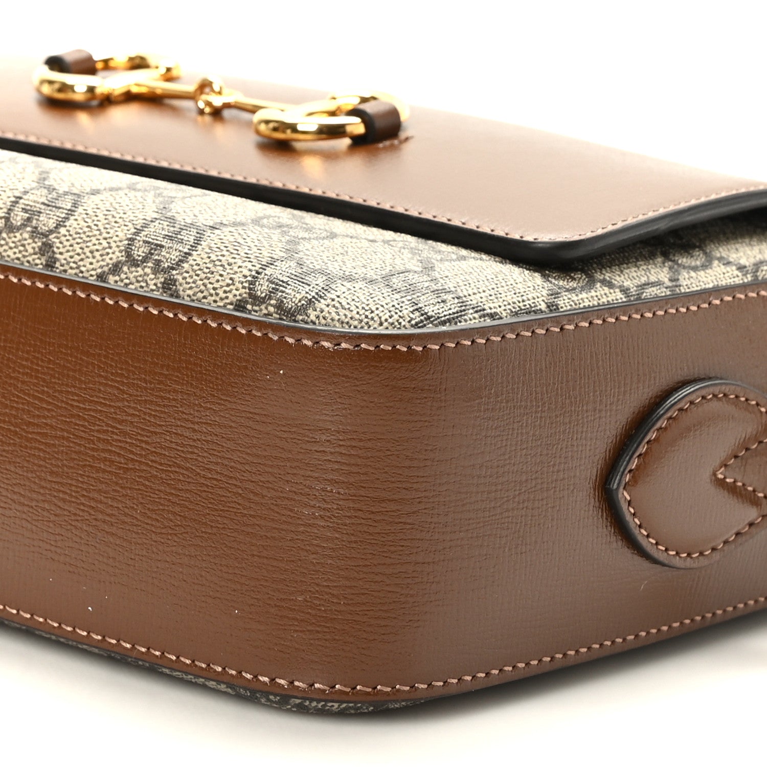 Gucci GG Supreme Monogram Small Horsebit 1955 Shoulder Bag Beige Brown Sugar 9 of 10