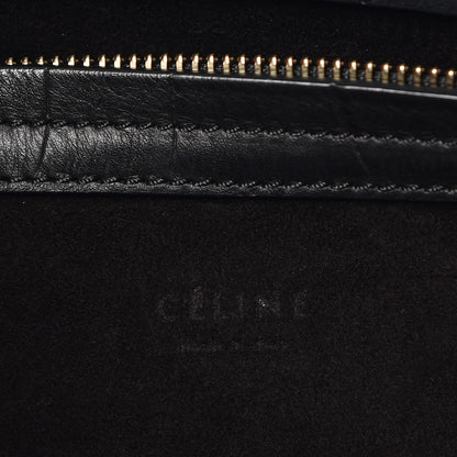 Celine Crocodile Embossed Calfskin Medium Phantom Luggage Black 5 of 10