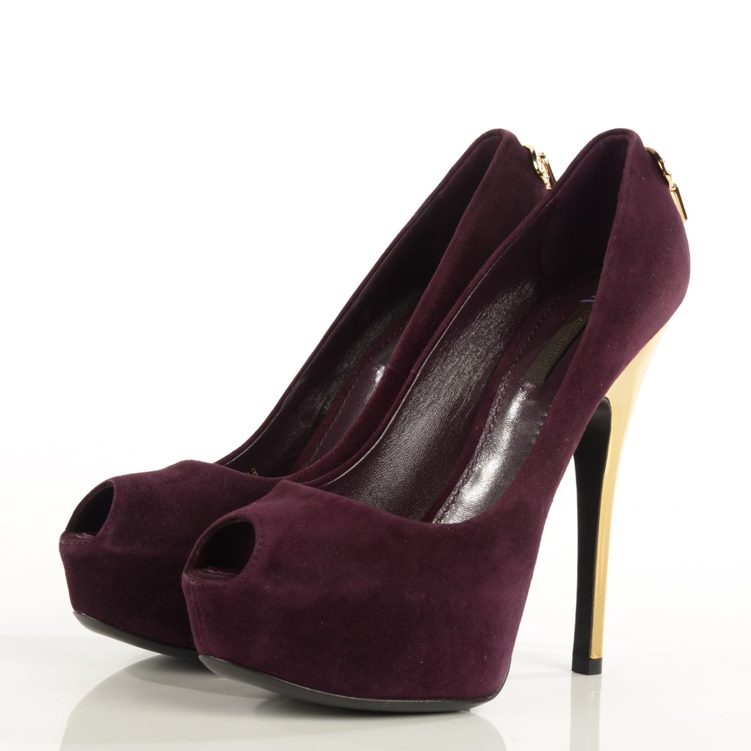 Louis Vuitton Suede Oh Really Peep Toe Pumps 36.5 Amarante 3 of 7