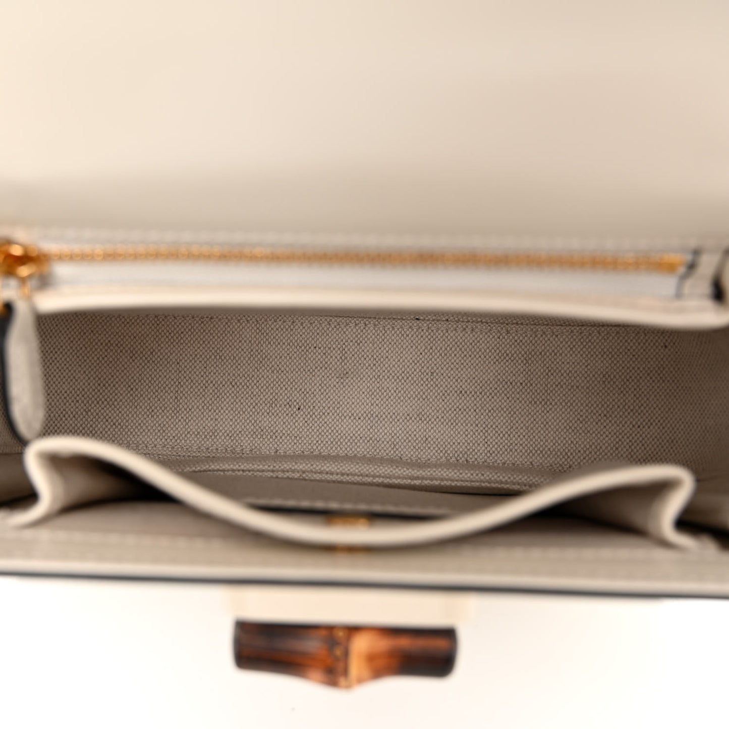 Boarded Dyana Lux Calfskin Web Small Bamboo 1947 Top Handle Bag Mystic White