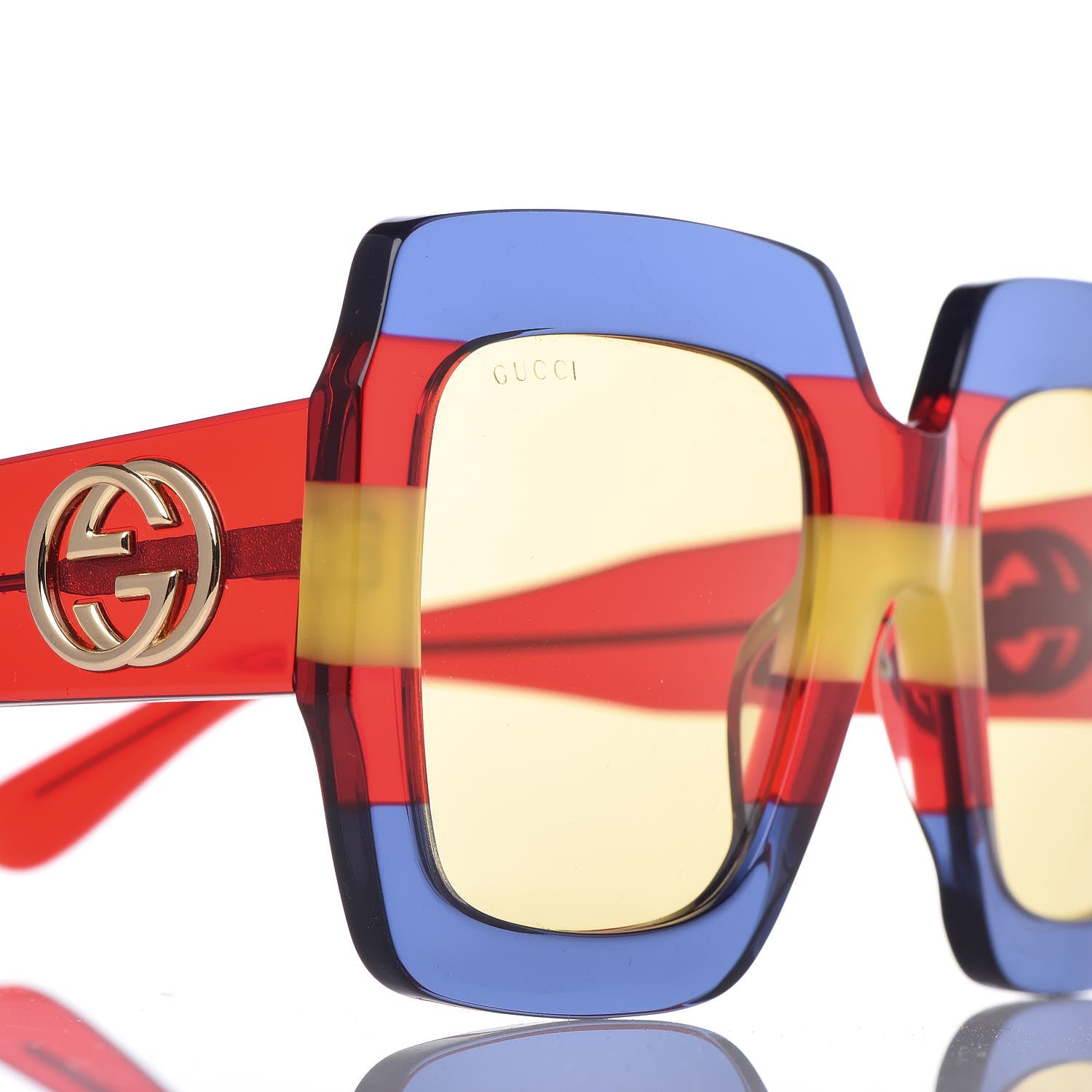 Gucci Square Frame GG0178S Sunglasses Blue Red Yellow 7 of 7