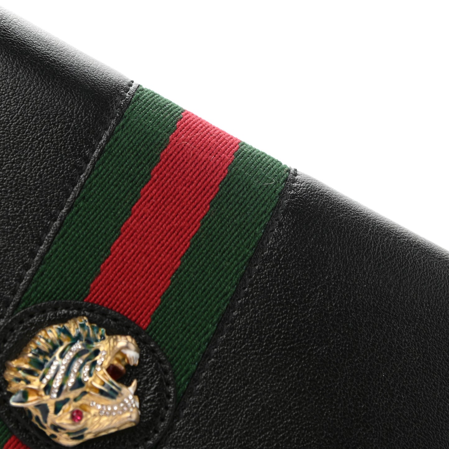 Calfskin Web Rajah Zip Around Wallet Black