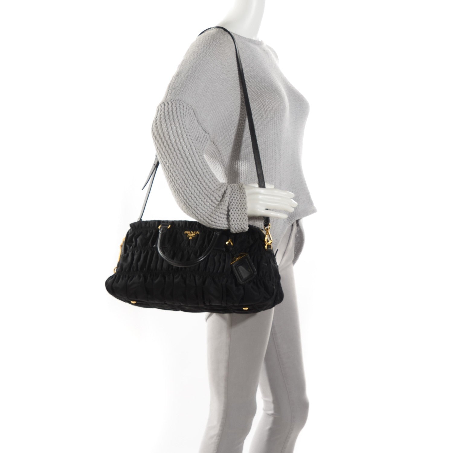 Prada Tessuto Nylon Gaufre Shopping Satchel Black 2 of 8