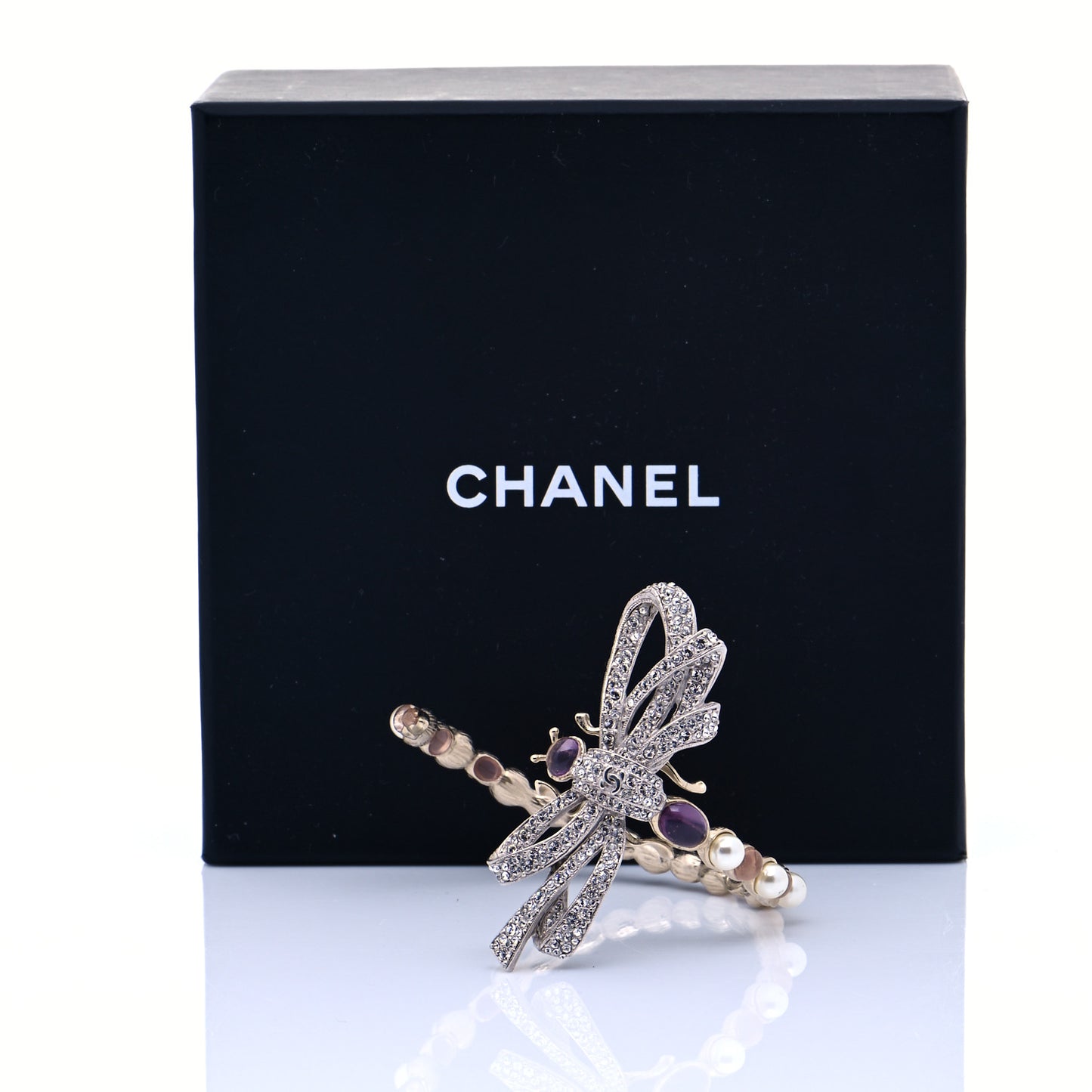 Crystal Pearl CC Dragonfly Bracelet Gold