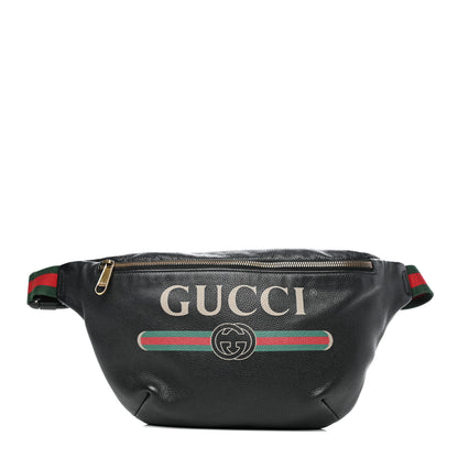 Gucci Grained Calfskin Logo Belt Bag Black 1 of 10