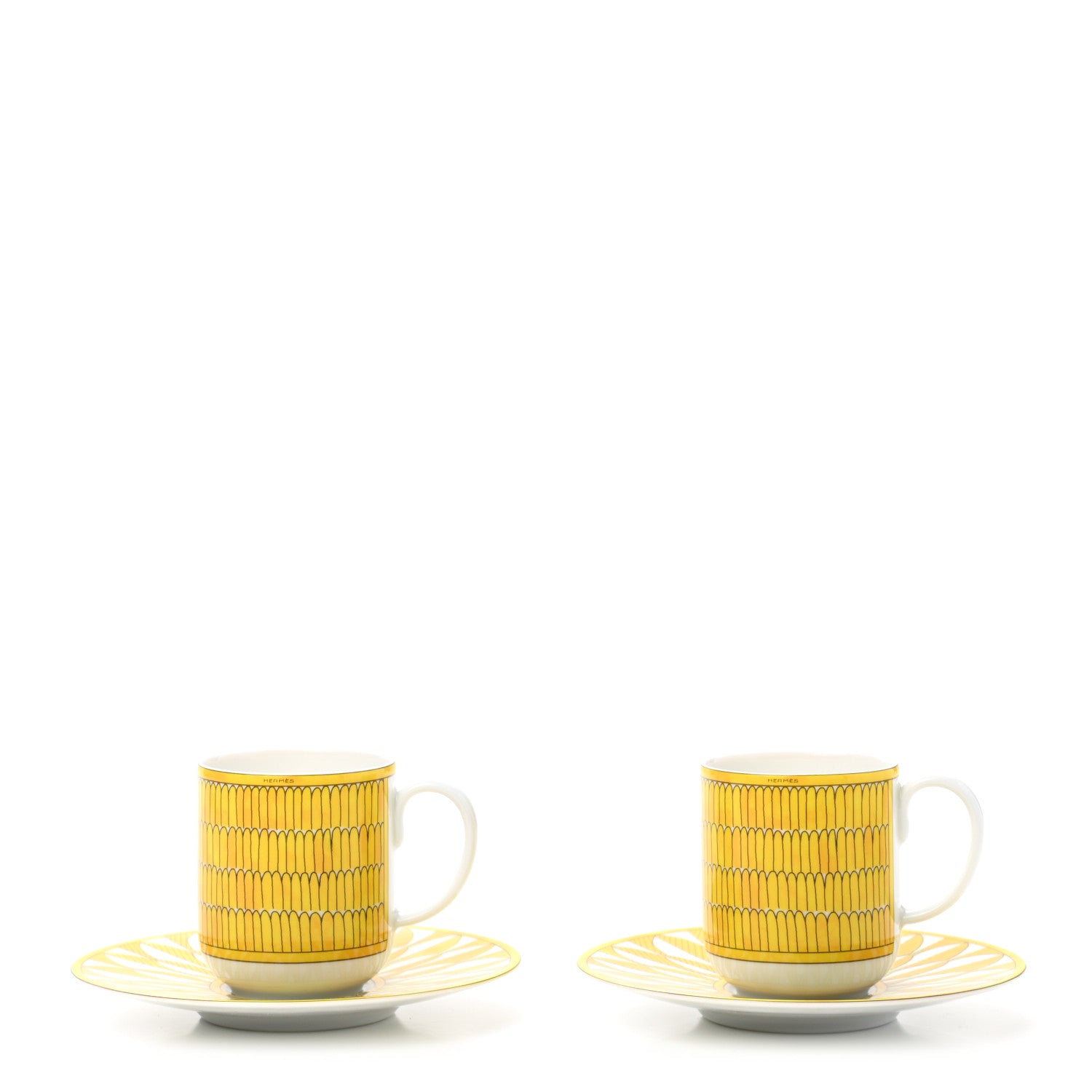 Hermes Porcelain Soleil d'Hermes Coffee Cup and Saucer Set Of 2 1 of 10