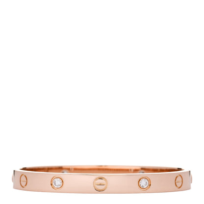 Cartier 18K Pink Gold 4 Diamond LOVE Bracelet 16 1 of 9