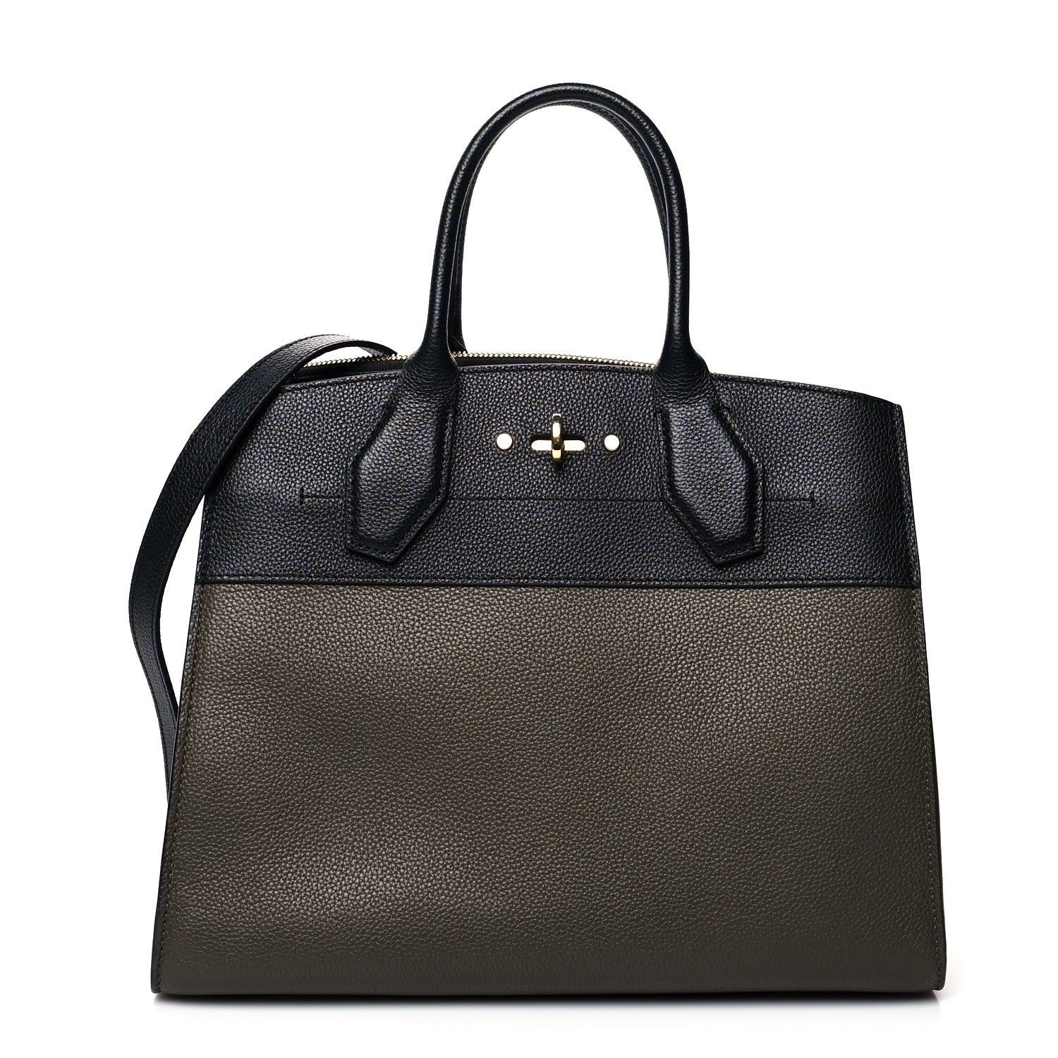 Louis Vuitton Calfskin City Steamer MM Kaki Black 1 of 12