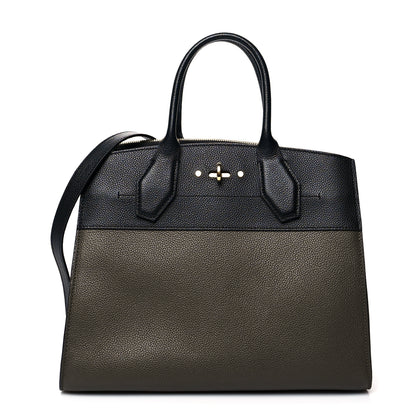 Louis Vuitton Calfskin City Steamer MM Kaki Black 1 of 12