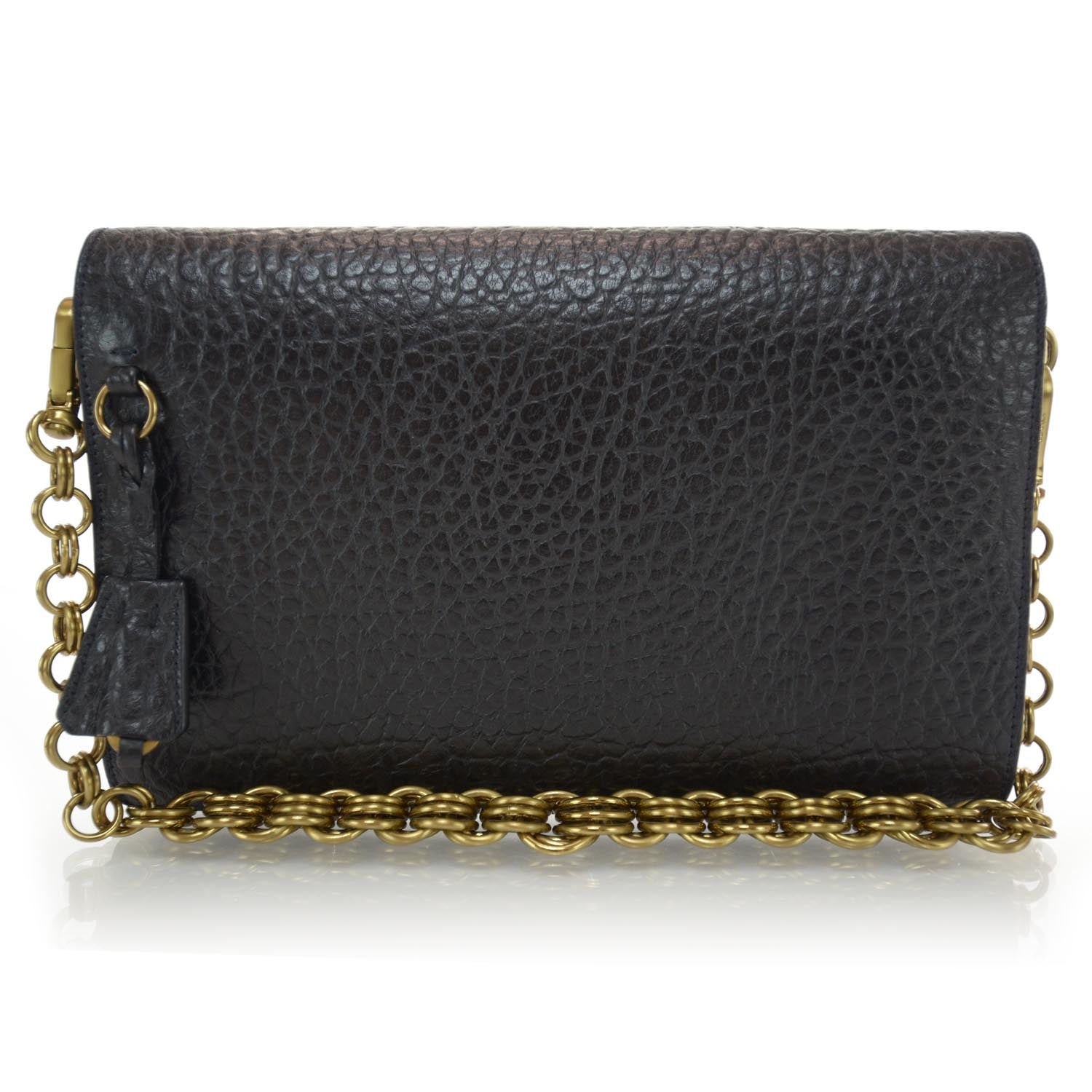 Prada Leather Berlino Sound Clutch Bag Black 3 of 16