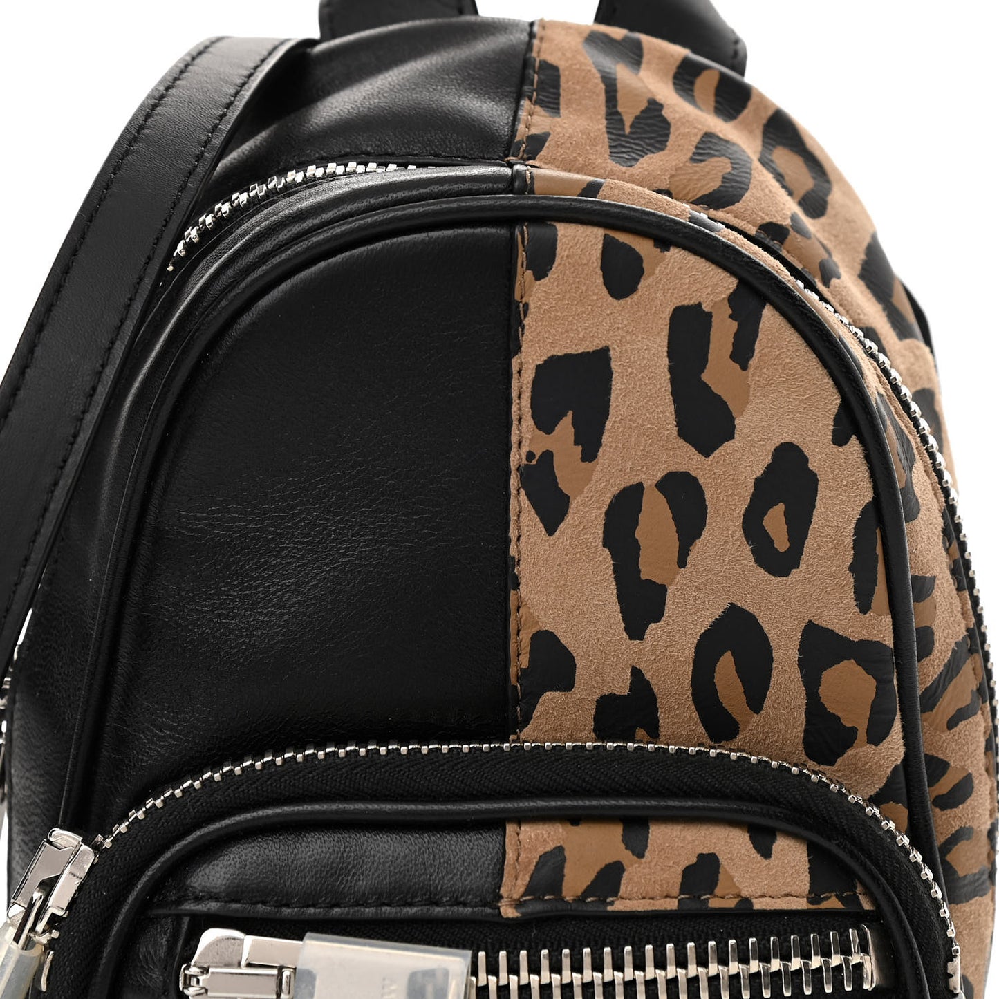 Lambskin Leopard Print Mini Attica Backpack Crossbody Multicolor Black