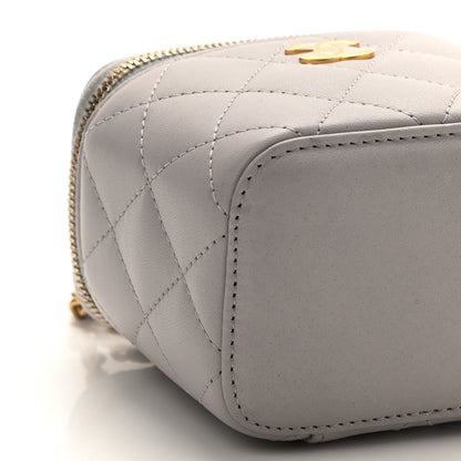Chanel Lambskin Quilted Top Handle Mini Vanity Case With Chain Grey 10 of 12