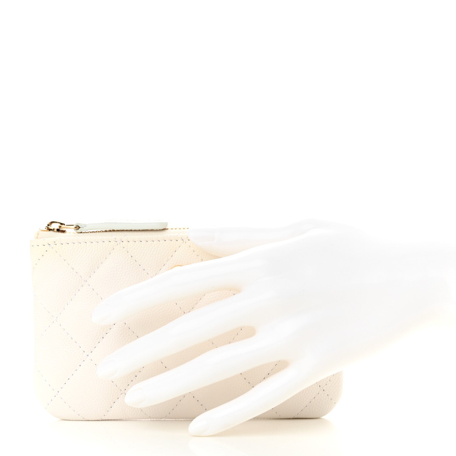 Chanel Caviar Quilted Small Cosmetic Case White 2 of 12