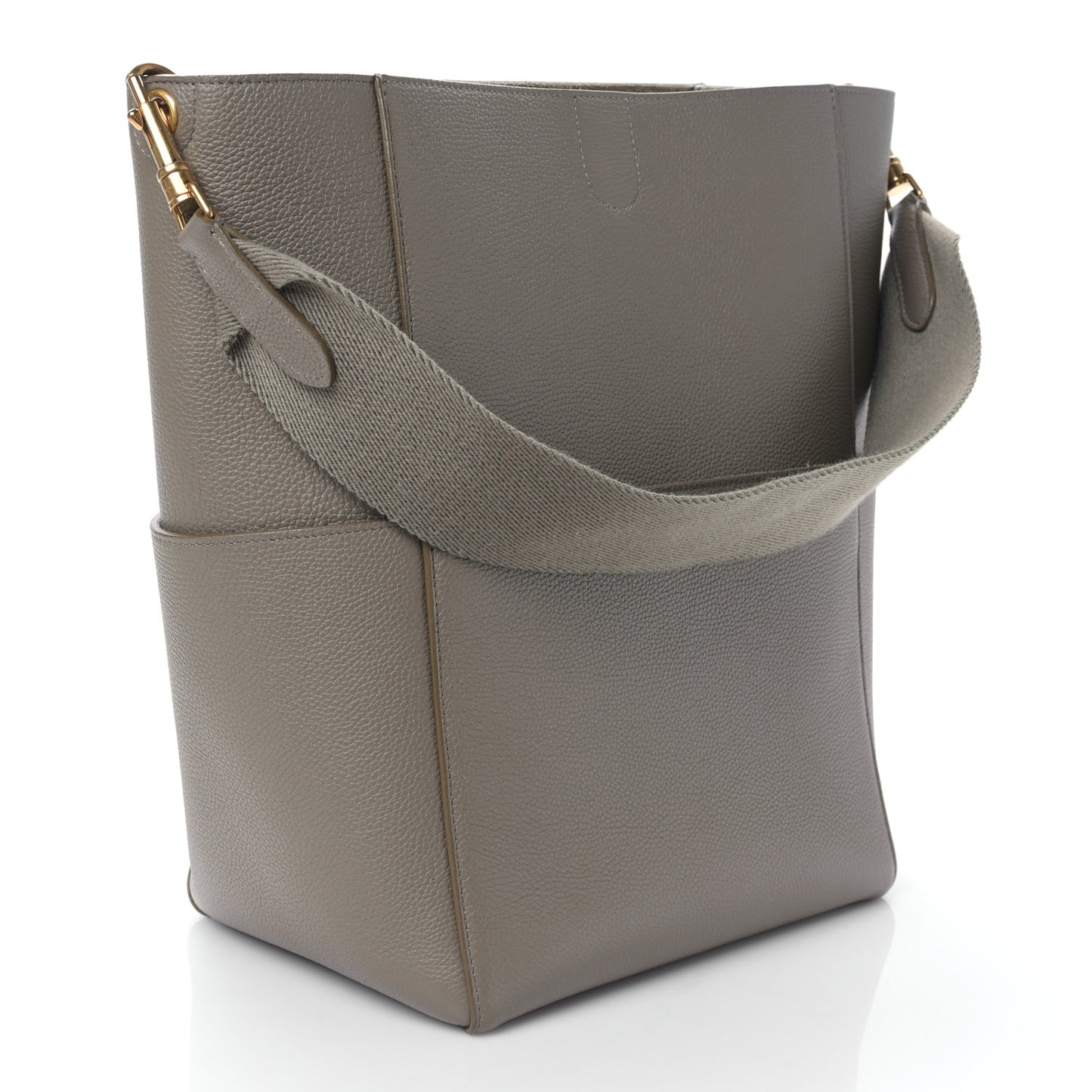 Soft Grained Calfskin Sangle Bucket Bag Taupe