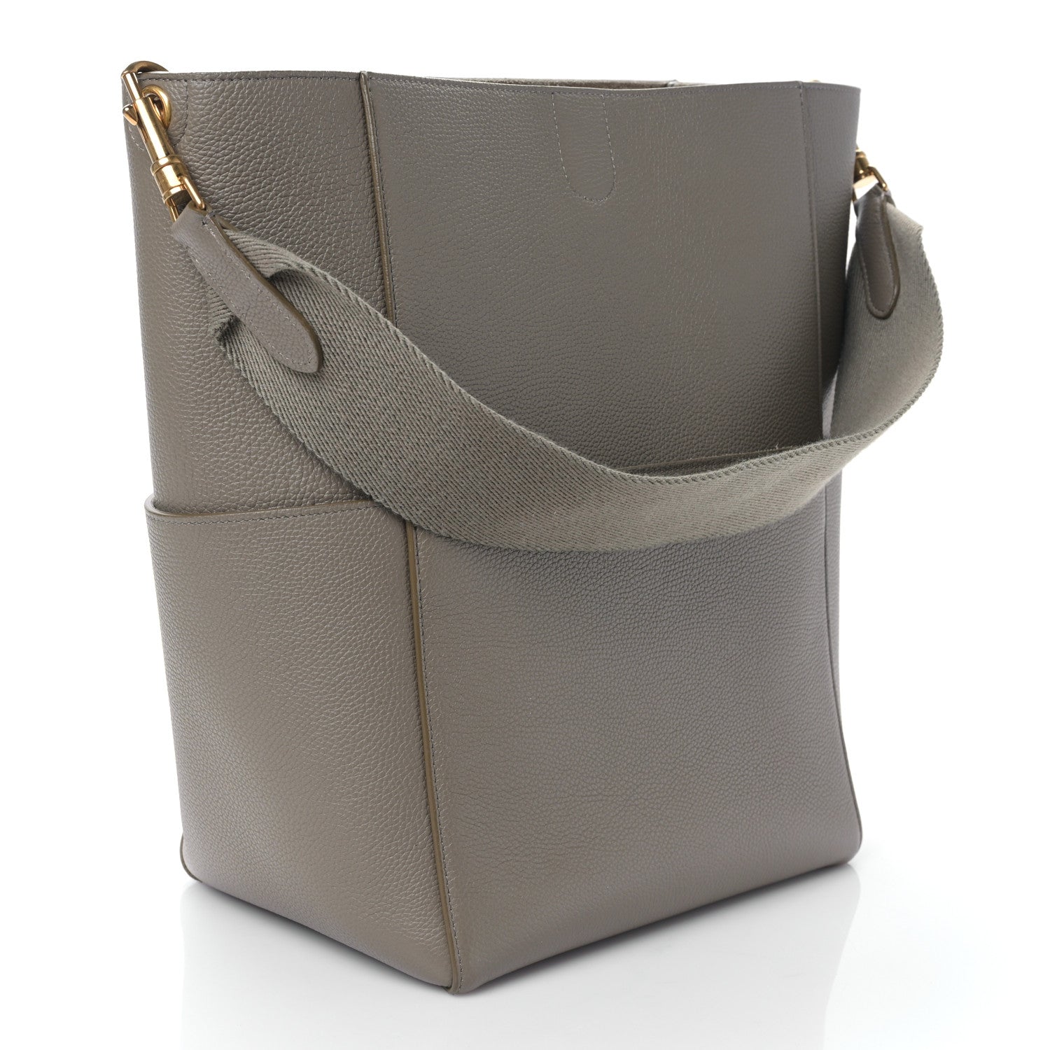 Celine Soft Grained Calfskin Sangle Bucket Bag Taupe 3 of 9