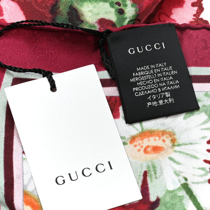 Gucci Silk Jacquard GG Monogram Deep Love Square Scarf Ivory Red 2 of 4