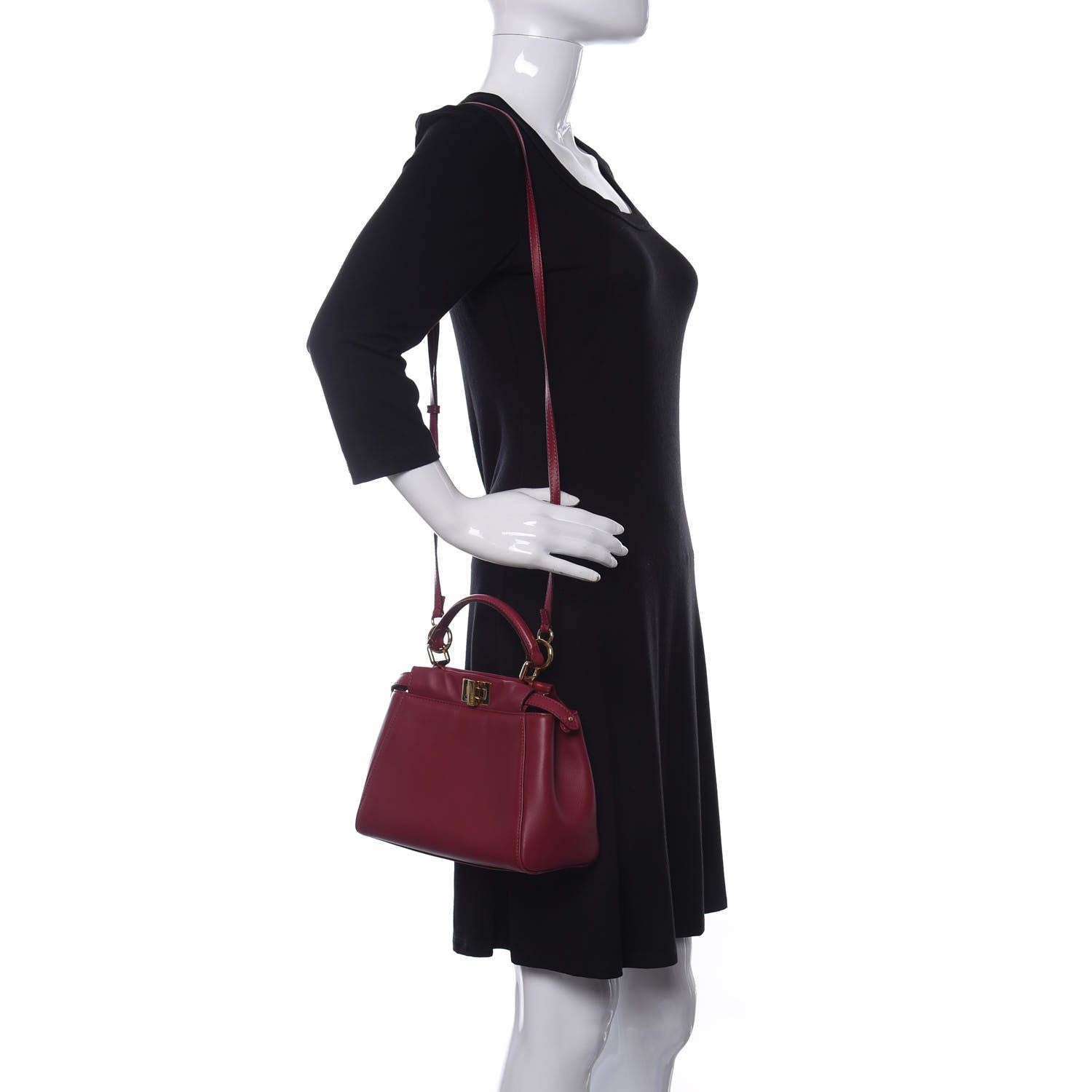 Fendi Nappa Mini Peekaboo Iconic Satchel Amarena 2 of 10