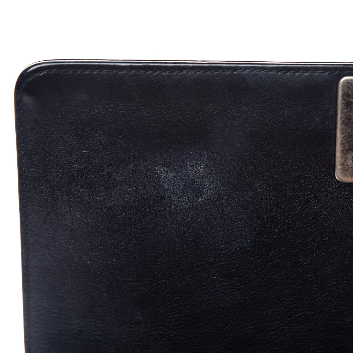 Calfskin Double Stitch Medium Boy Flap Black