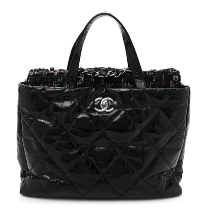 Chanel Glazed Calfskin Quilted Tweed Portobello Tote Black Multicolor 1 of 14