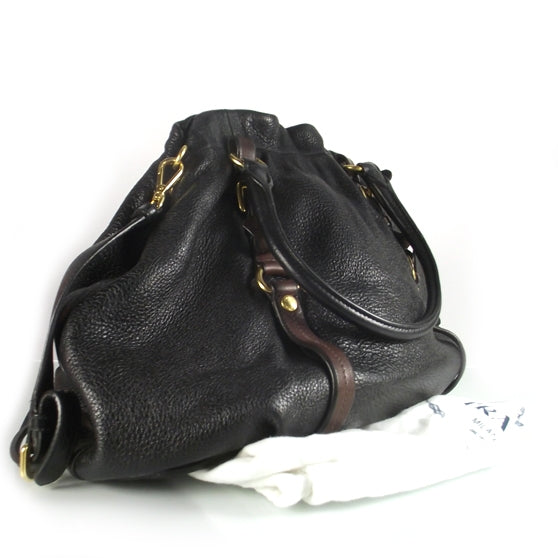 Cervo Deerskin Shoulder Bag Black Brown