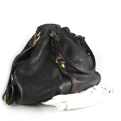 Prada Cervo Deerskin Shoulder Bag Black Brown 3 of 11