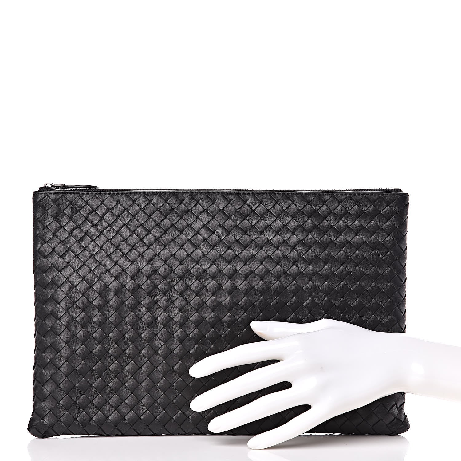 Bottega Veneta Nappa Intrecciato Large Flat Zip Biletto Pouch Black 2 of 7