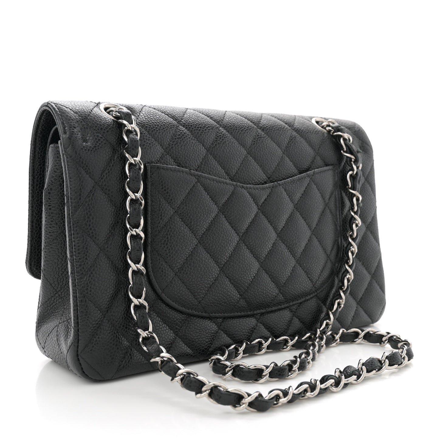 Caviar Quilted Medium Double Flap Black