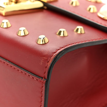 Gucci Calfskin Studded Small Padlock Shoulder Bag Hibiscus Red 11 of 15