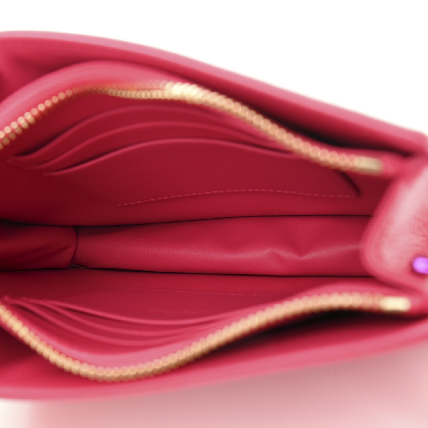 Christian Dior Calfskin Cannage Caro Zipped Pouch With Chain Warm Fuchsia 6 of 9